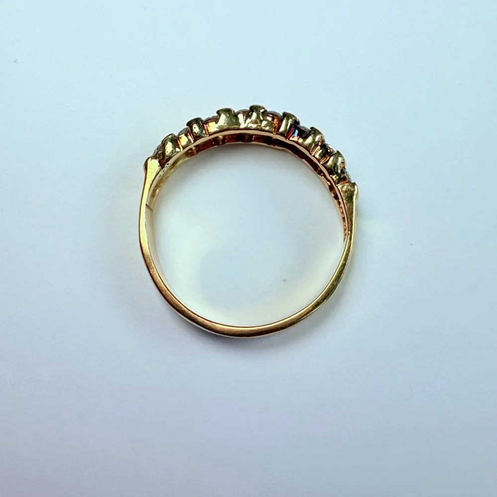 Estate 14K Solid Yellow Gold .60 TCW Natural Diamond Double Row Band VTG Ring - Picture 4 of 10